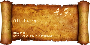 Alt Fülöp névjegykártya